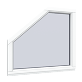 Angled fixed frame windows